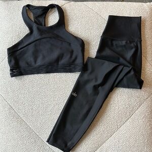 Alo Airlift Black Leggings Set with Sports Bra